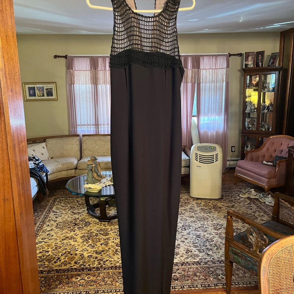 Gorgeous floor length black gown with beading
